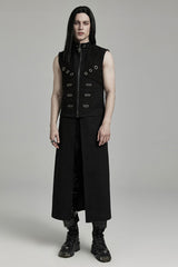 Black Stand Collar Detachable Versatile Men's Punk Coat - Product - 2