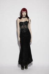 Black Embroidered Lace Lace-Up Slim Sheer Strappy Women's Gothic Corset - Product - 6