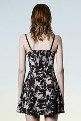 Black Folding Collar A-Shape Print Women's Punk Slip Dress - Product - 3