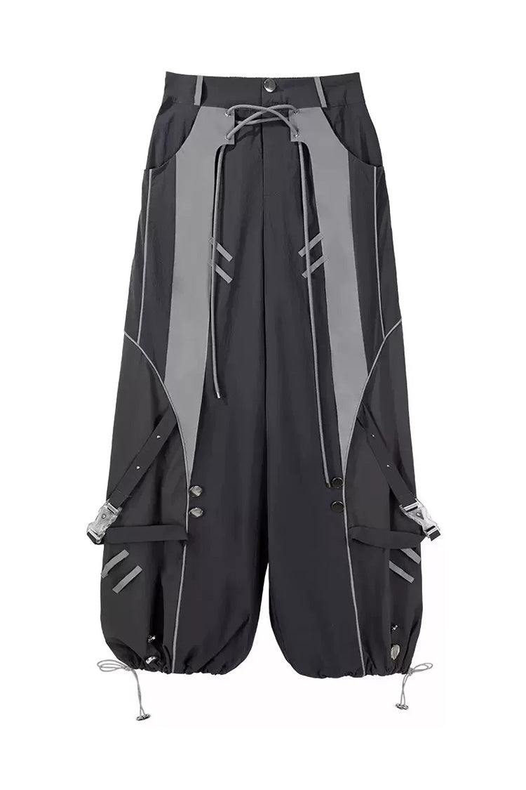 Black [Infinite Battlefield] Long Sleeves Printed Techwear Style Gothic Handsome Ouji Lolita Set - Pants(Only) - 14
