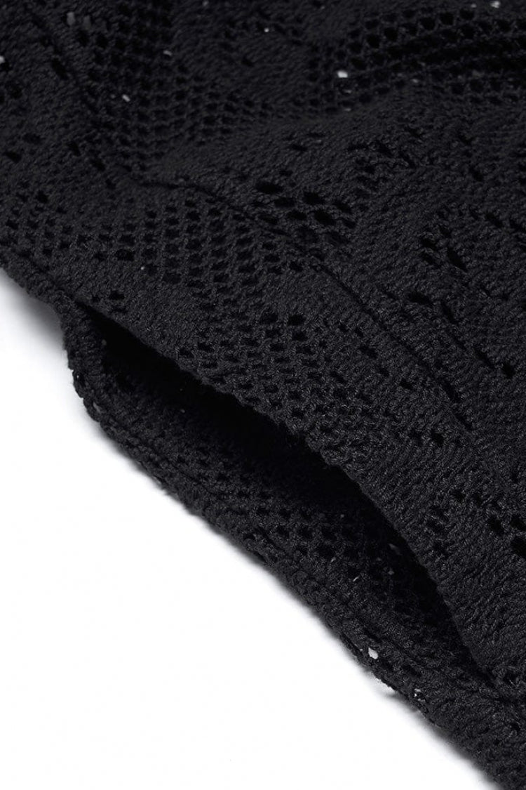 Black Floral Print Hollow Mesh Hooded Womens Gothic Coat - Product - 8