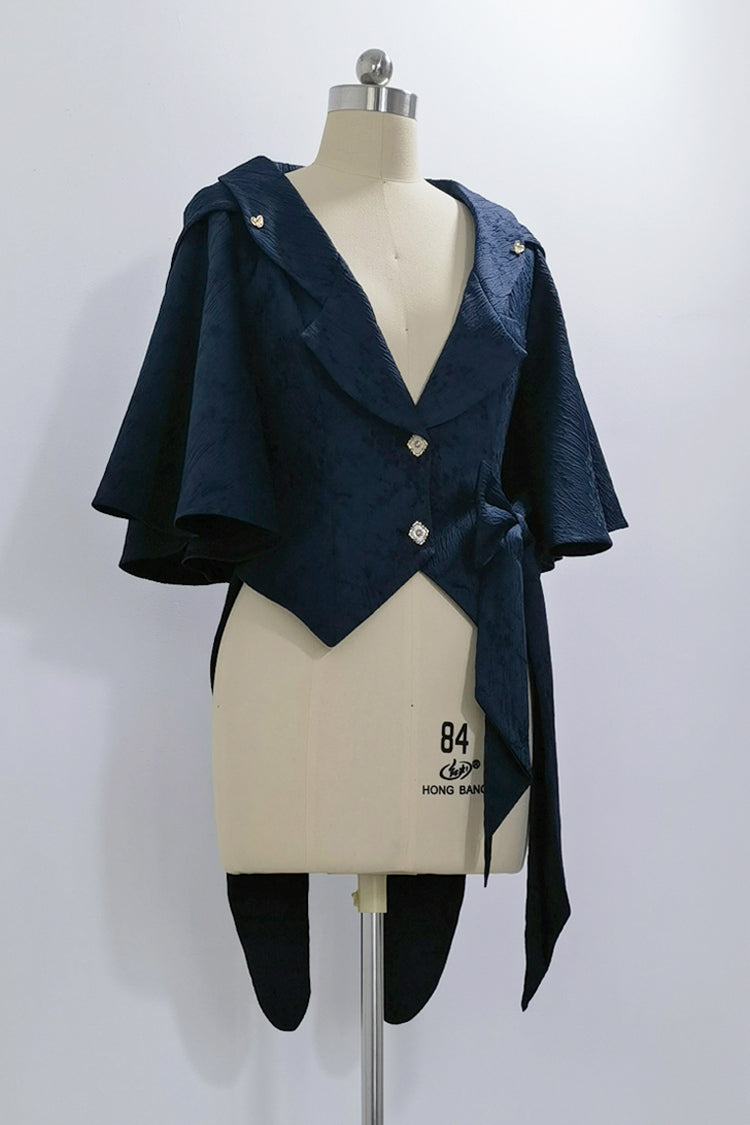 Blue [Rabbit Hunt] Bowknot Vintage Prince Ouji Lolita Coat - Product - 3