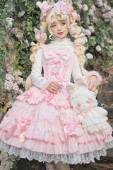 [Love Notebook] Sleeveless Multi-Layered Ruffle Bowknot Lace Sweet Lolita Jsk Dress 5 Colors - Product - 11