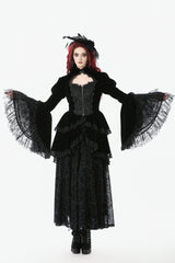 Black Long Puff Sleeves Multi-Layered Ruffled Lace Hem High Low Women's Gothic Coatlet - Product - 7
