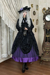 Black/Purple [Moonlit Return] Printed Boned Gothic Elegant Lolita Skirt - Product - 6