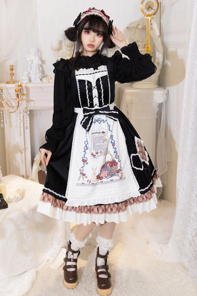 Black [Little Red Riding Hood] Ruffle Bowknot Sweet Lolita Jsk Dress - Product - 7