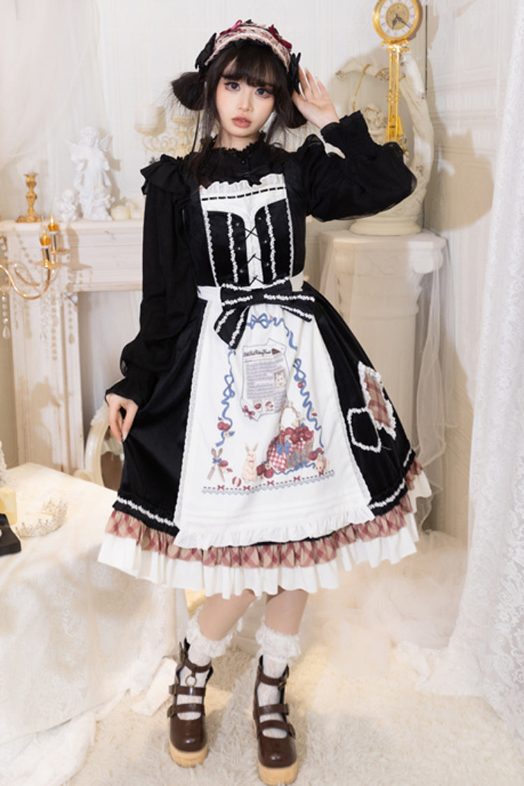 Black [Little Red Riding Hood] Ruffle Bowknot Sweet Lolita Jsk Dress - Product - 7