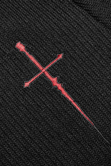 Black Cross Sword Embroidery Slim Metal Zipper Women's Punk Jacket - Product - 5