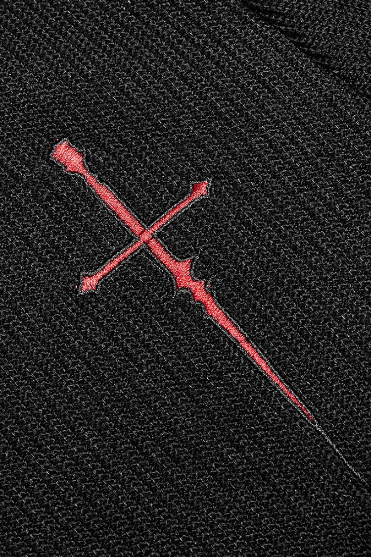 Black Cross Sword Embroidery Slim Metal Zipper Women's Punk Jacket - Product - 5