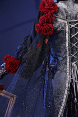 Black/Blue Witch Night Patient Star Gothic Prince Handsome Ouji Lolita Set - Product - 5