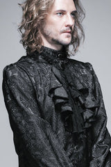 Black Lace Jacquard Jewel Pins Men's Gothic Tie - Product - 3