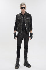 Black Loose Non-Stretch Tie-Dye Decadent Snatched Skull Sheep Head Decoration Men's Punk Vest - Product - 5