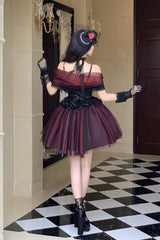 Black/Red [Sanglin’s Tribute] Off Shoulder Ruffled Gothic Lolita Dress - Product - 4