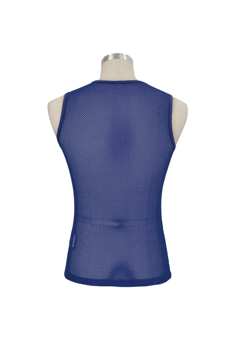 Blue Elasticity Perspective Rhombus Net Yarn Sleeveless Men's Gothic T-Shirt - Product - 8