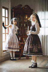 Demon Hunting Notes Print Ruffle Sweet Elegant Lolita Jumper Dress 2 Colors - Product - 11