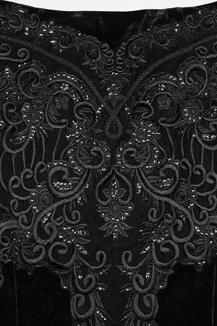 Black Cut-Out Embroidered Lace Slim Fishbone Women's Gothic Elegant Gorgeous Skirt - Product - 7