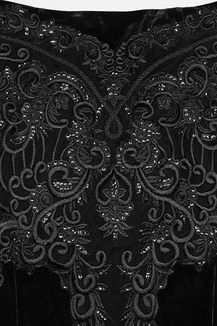 Black Cut-Out Embroidered Lace Slim Fishbone Women's Gothic Elegant Gorgeous Skirt - Product - 7