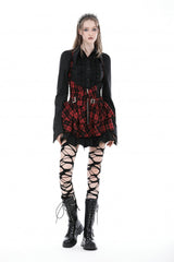 Black Turn-down Collar Ruffled Long Sleeves Women's Gothic Blouse - Product - 6