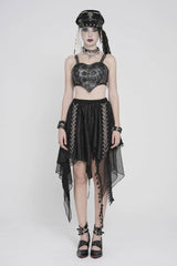 Black Lace-Up Slim Mesh Buckled Women's Punk Heart  Corset - Product - 2
