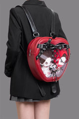 Red Bow Lace-Up Chain-Decorated Gothic Lolita Apple Itabag - Product - 6