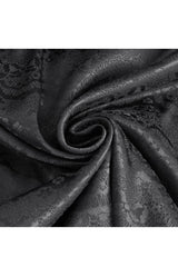 Black Stand Collar Long Sleeves Jacquard Ruffle Men's Gothic Blouse - Product - 9