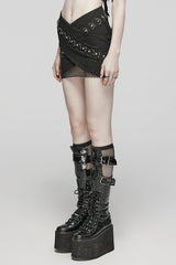 D Shaped Buckle Mesh Women's Steampunk Layered Skirt 2 Colors - Product - 2