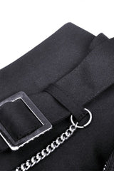 Black Pleated Big-pocket Chain-Decorated Women's Punk Mini Skirt with Belt - Product - 13