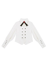 White [Little Detective] Long Sleeves Bowknot Ouji Prince Handsome Lolita Blouse - Product - 3
