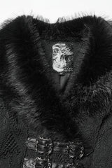 Black Sleeveless Jacquard Buckled Swallow-tailed Women's Gothic Vest - Product - 5