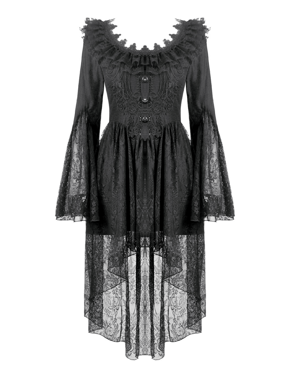 Dramatic Lace High Low Dress with Corset Back and Ruffles - image 4