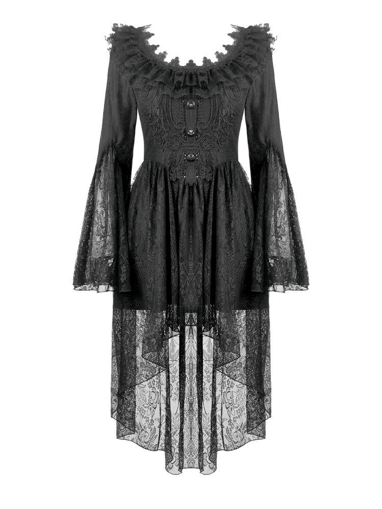 Dramatic Lace High Low Dress with Corset Back and Ruffles - image 4
