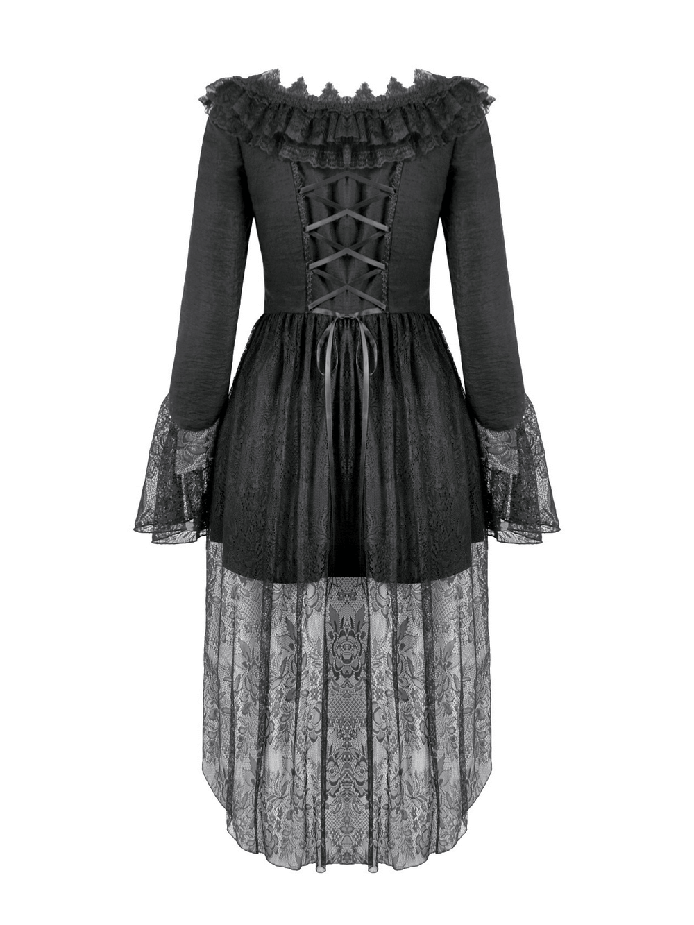 Dramatic Lace High Low Dress with Corset Back and Ruffles - image 5