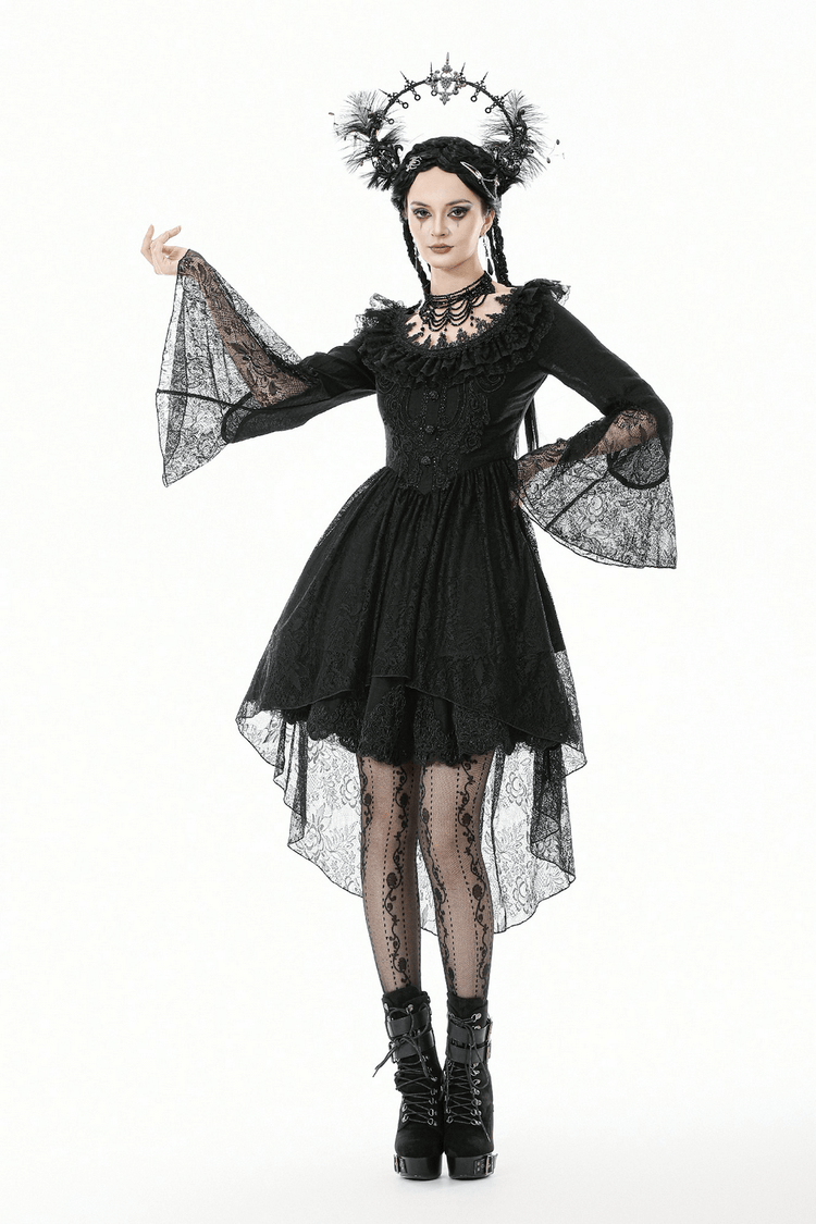 Dramatic Lace High Low Dress with Corset Back and Ruffles - image 15