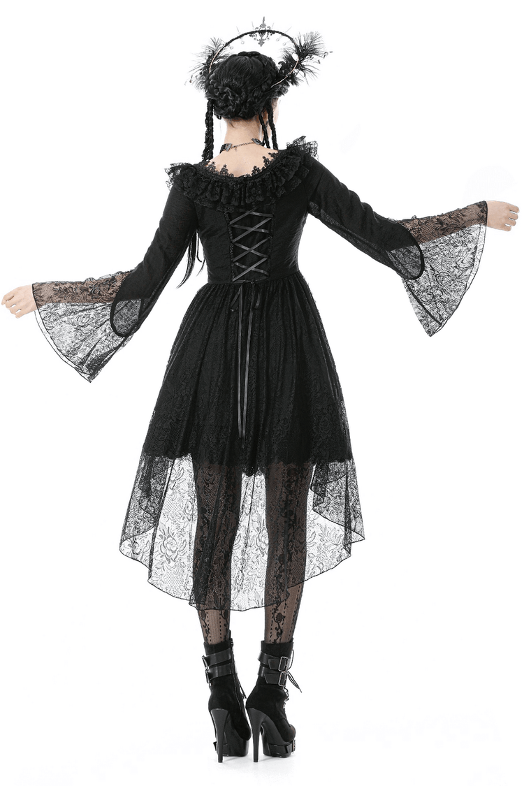 Dramatic Lace High Low Dress with Corset Back and Ruffles - image 2