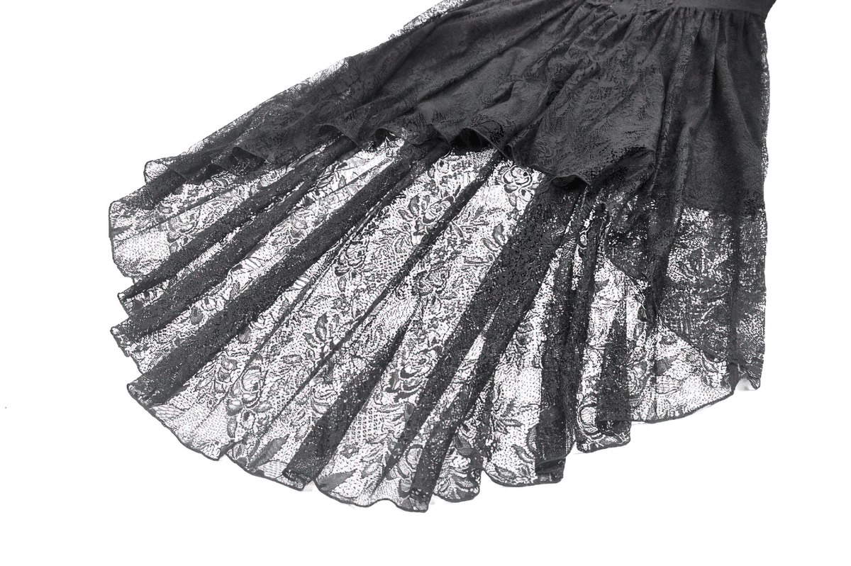 Dramatic Lace High Low Dress with Corset Back and Ruffles - image 11