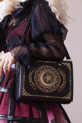 Star Moon Magic Book Print Sweet Lolita Crossbody Bag 3 Colors - Black - 1