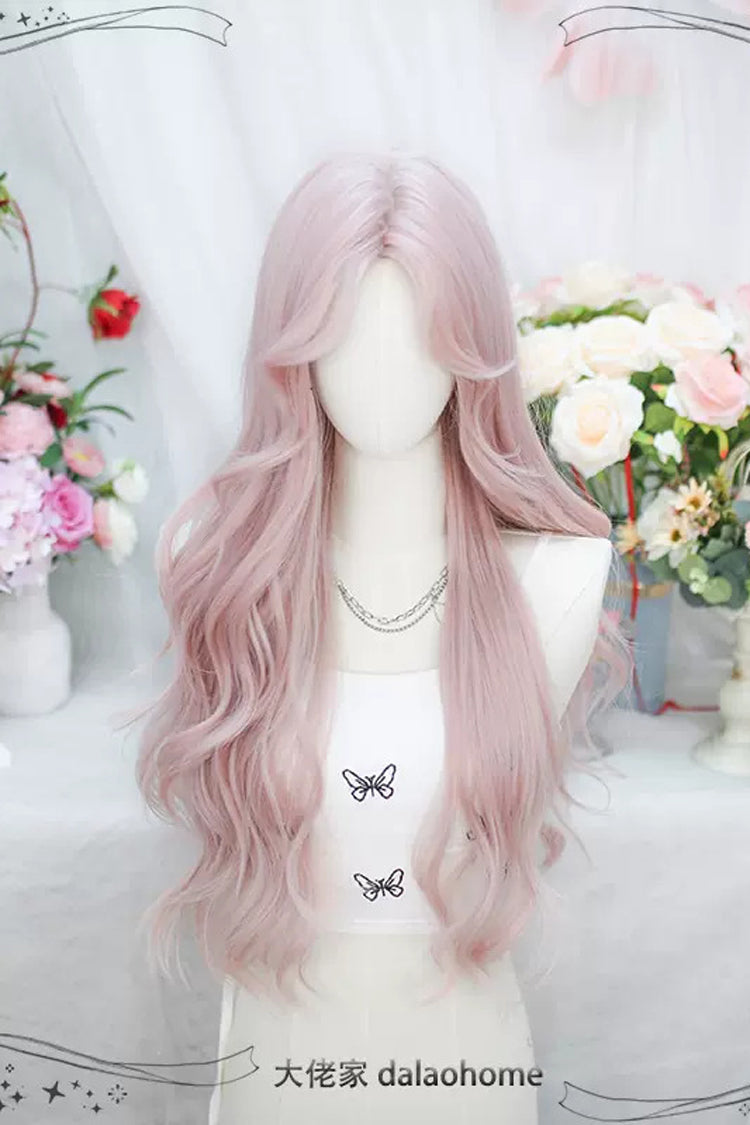 Pink Split In The Middle Sweet Lolita Long Curly Wigs - Product - 3