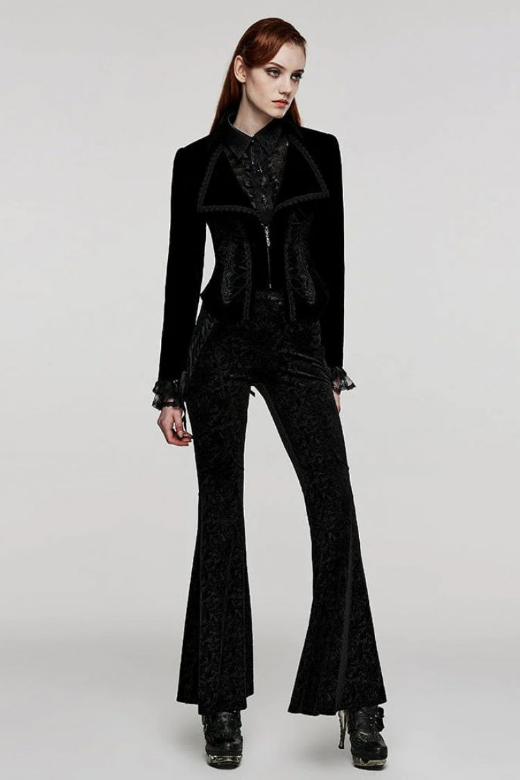 Women's Large Lapel Collar Long Sleeves Slim Tuxedo Gothic Coat 2 Colors - Product - 5