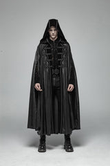 Black Print Embroidery Hooded Mens Gothic Coat Cloak - Product - 2