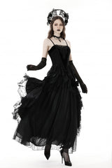 Black Sleeveless Floral Embroidered Velvet Women's Gothic Corset - Product - 9
