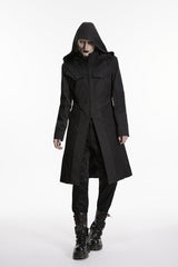 Black Stand Collar Long Sleeves Hooded Zippered Men's Punk Jacket - Product - 4