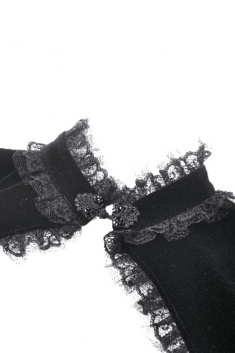 Black Long Lantern Sleeves Lace Spliced Velvet Women's Gothic Cape - Product - 14