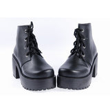 Black Patent Leather High Heels Platform Classic Lolita Shoes - Product - 4