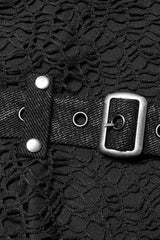 Black Sleeveless Stitching Mesh Buckle Men's Steampunk Vest - Product - 7