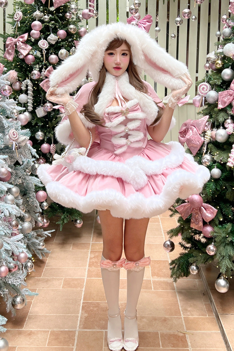 Pink [Holiday] Double-Layered Bowknot Sweet Princess Lolita Strapless Dress - Product - 6