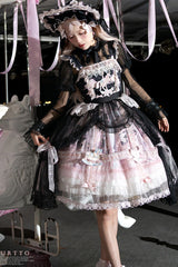 Pink/Blue [Pegasus Park] Multi-Layered Print Ruffle Bowknot Lace Sweet Gorgeous Lolita Jsk Dress - Product - 12