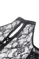 Black Off Shoulder Long Puff Sleeves Cut-Out Lace Women's Gothic Cape - Product - 16