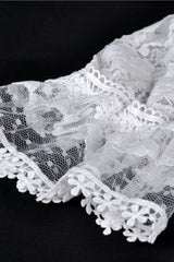 White Off Shoulder Lace Short Sleeves Lace-Up Women's Steampunk Luxurious Wedding Graduation Dress - Product - 17