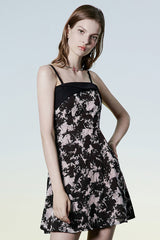 Black Folding Collar A-Shape Print Women's Punk Slip Dress - Product - 2
