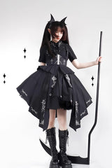 Black Travelling Thorns Short Sleeves Print Gothic Elegant Lolita Dress - Product - 5